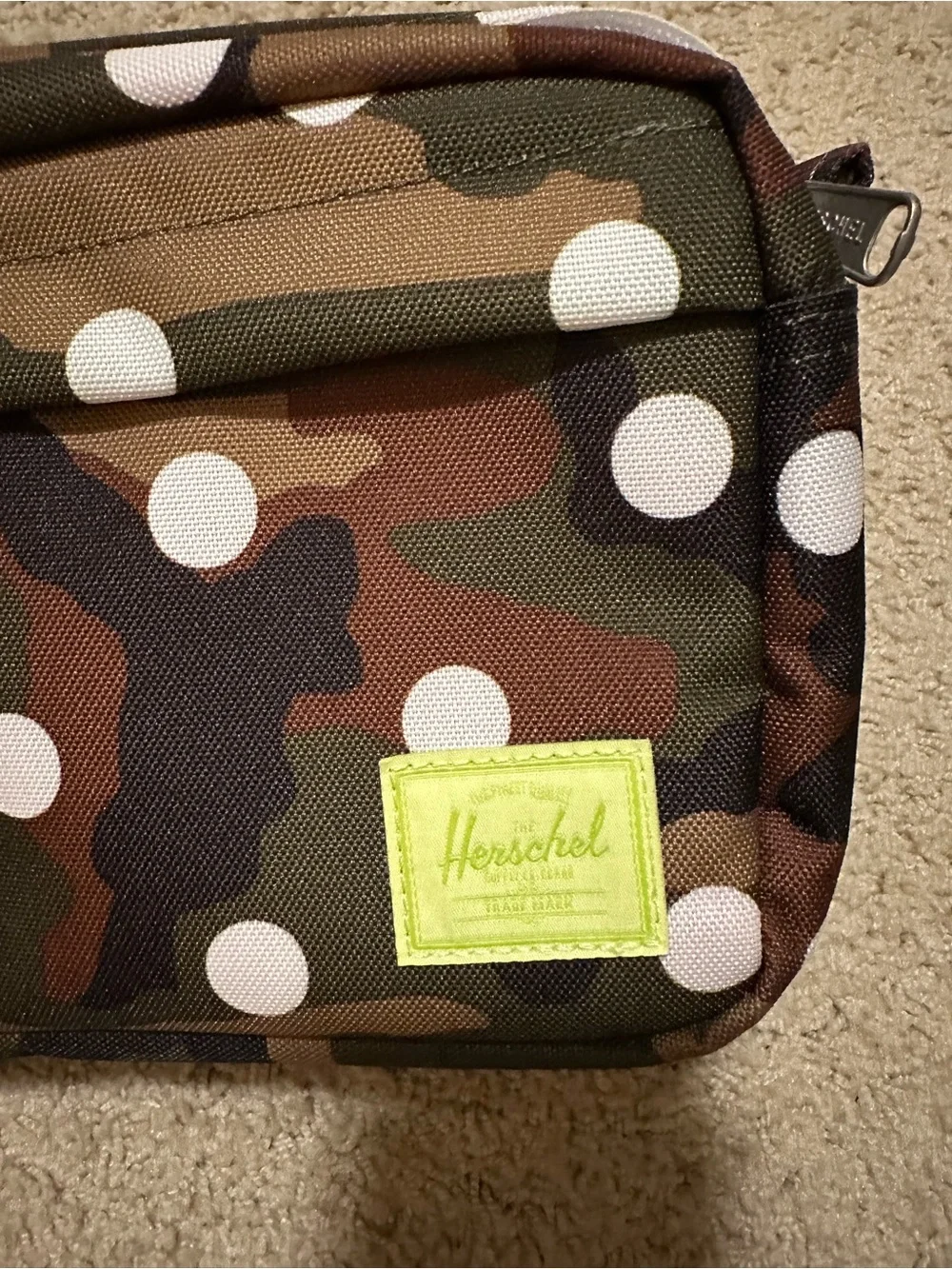 Herschel Camo & White Polka Dot Travel Pouch